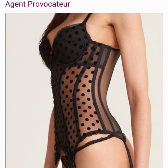 L'Agent By Agent Provocateur Black Rosalyn Basque Push-Up Bustier Sz 34B - Picture 2 of 12
